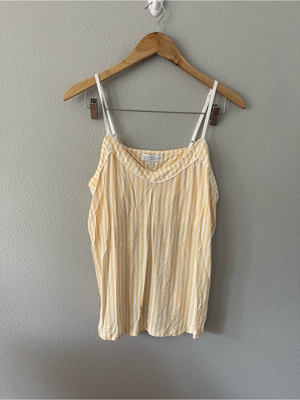 P.J. Salvage camisole yellow/white striped adjustable straps v-neck size XL